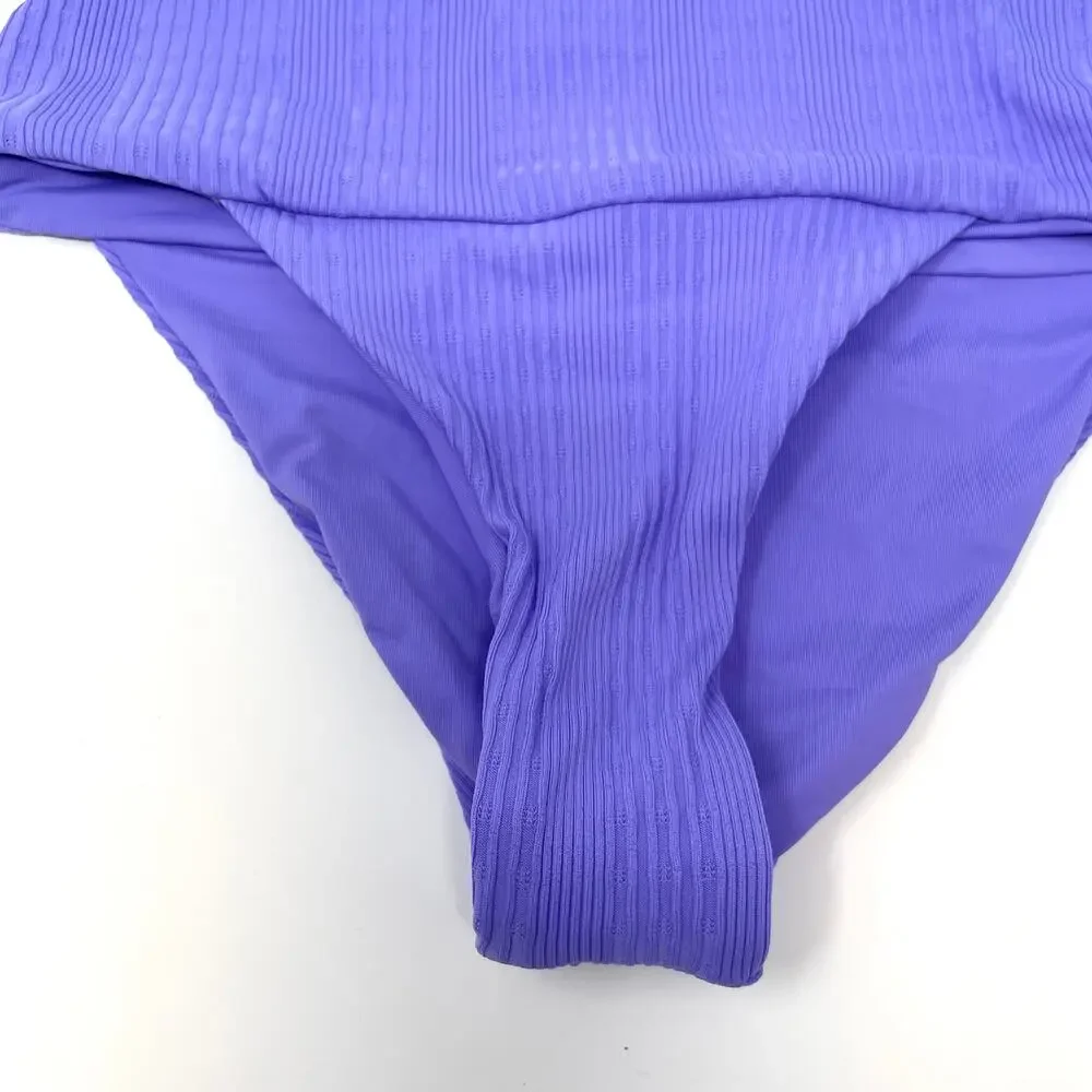 L*SPACE Pointelle Rib Desi Bikini Bottom In Purple Size XS New